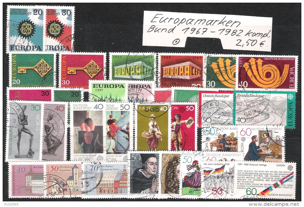 Bund Europa Cept Jahre 1967 - 1982  O Gest. Komplett ( E 56 ) - Collections