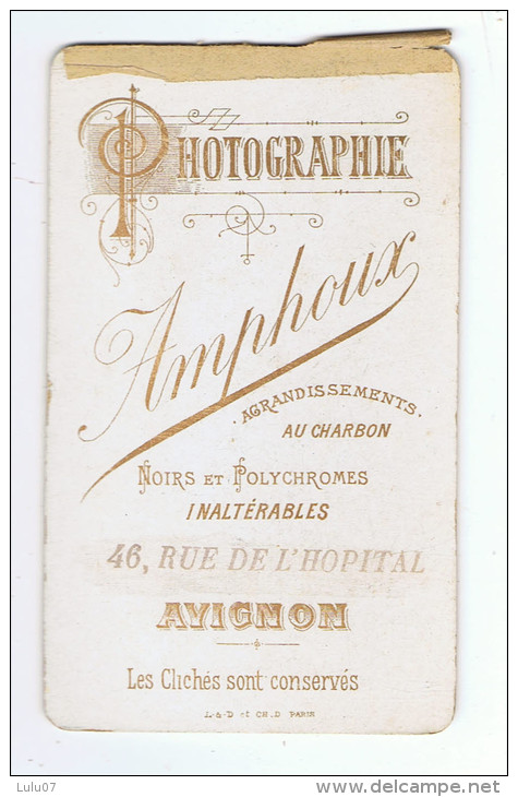 Photographie  Cartonnée     Portrait De Femme    Amphoux   Avignon - Anciennes (Av. 1900)