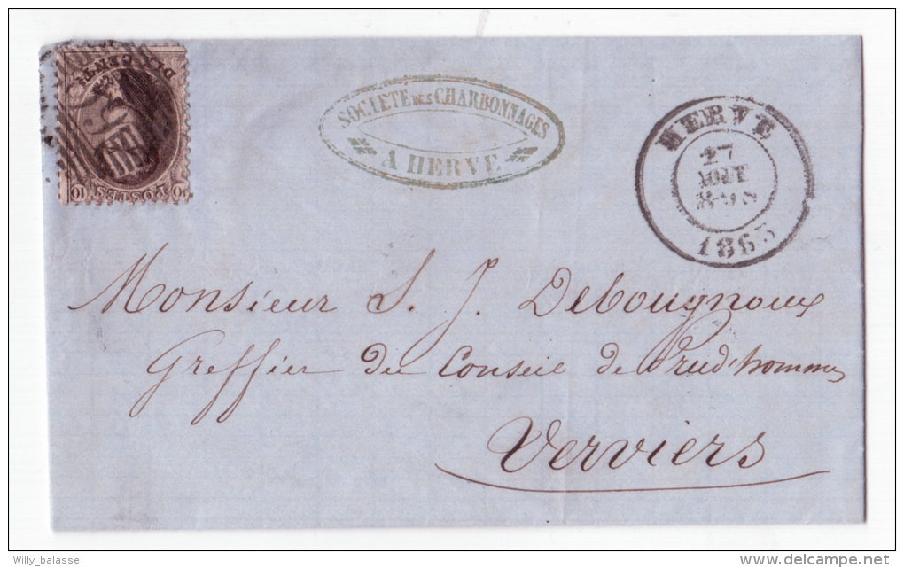 L. Affr. N°14 P66 HERVE/1863 Pour Verviers - 1863-1864 Medaillons (13/16)