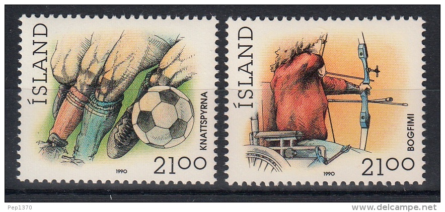 ISLANDIA 1990 - DEPORTES - FOOTBALL - TIRO CON ARCO - YVERT N&ordm;  681-682 - Nuovi