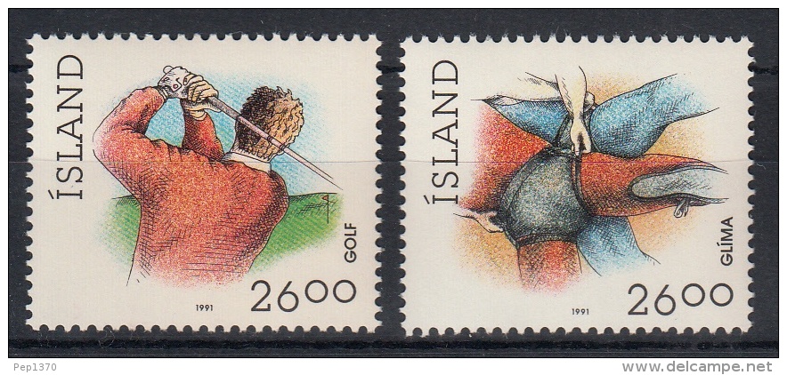 ISLANDIA 1991 - DEPORTES - GOLF - LUCHA - YVERT N&ordm;  702-703 - Unused Stamps