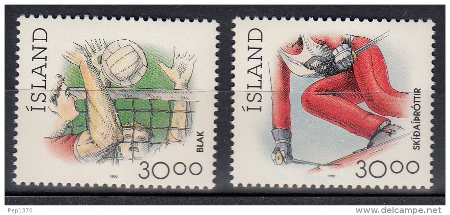 ISLANDIA 1992 - DEPORTES - VOLLEYBALL - SKY - YVERT N&ordm;  713-714 - Unused Stamps