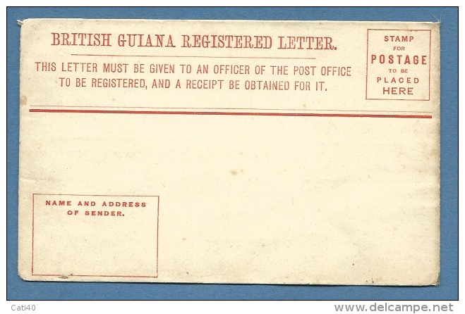 British Guiana Registered Letter FOUR CENTS - - Guyana Britannica (...-1966)