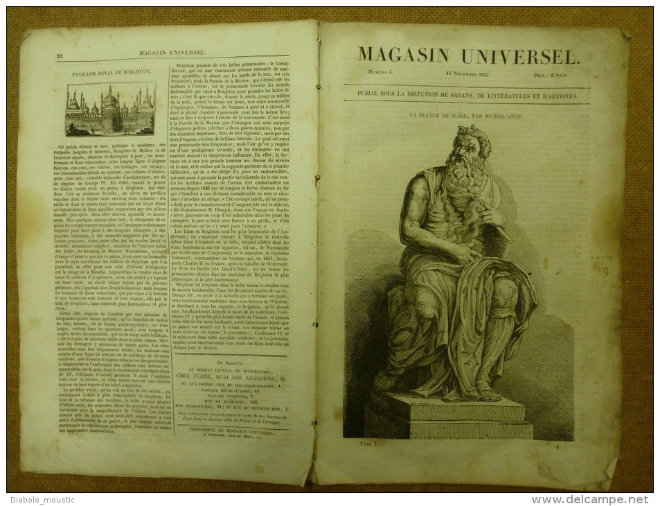 14 Novembre 1833 LE MAGASIN UNIVERSEL; Le Dragon ; Les Grenadiers ; Brighthelmstone (Great-Britain) - 1800 - 1849