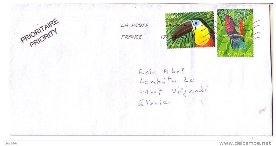GOOD FRANCE Postal Cover To ESTONIA 2013 - Good Stamped: Birds - Brieven En Documenten