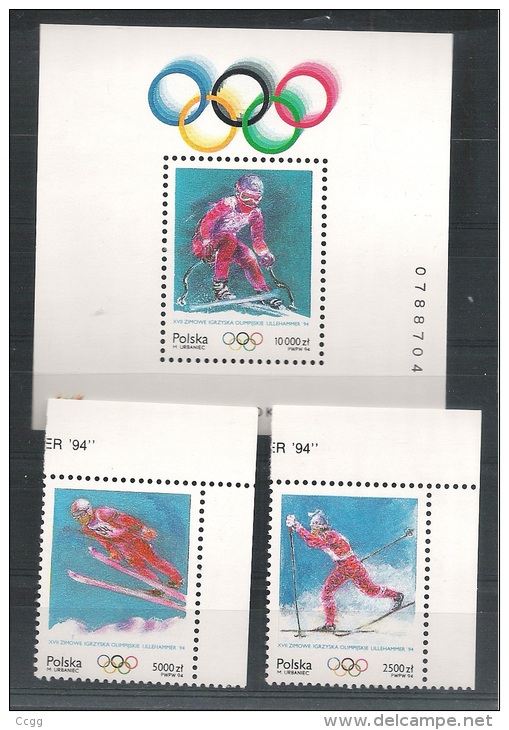 Olympische Spelen 1994 , Polen - Zegels  + Blok Postfris - Inverno1994: Lillehammer