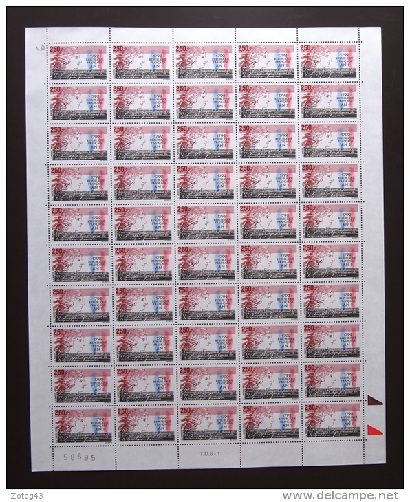 FRANCE 1992 FEUILLE COMPLETE DE 50 TIMBRES 1792 AN I DE LA REPUBLIQUE FRANCAISE 2771** ; - Feuilles Complètes