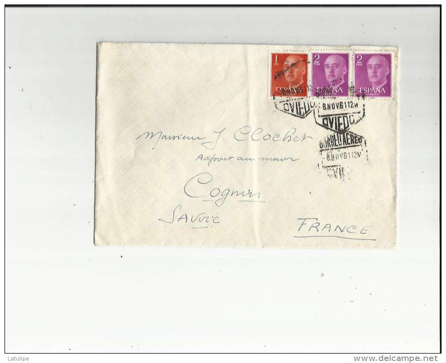 Enveloppe Timbrée De L'Hotel Principado A Oviedo Espagne Adressé A Mr Clochet Adjoint A Maire De Cognin 73 - Franquicia Postal