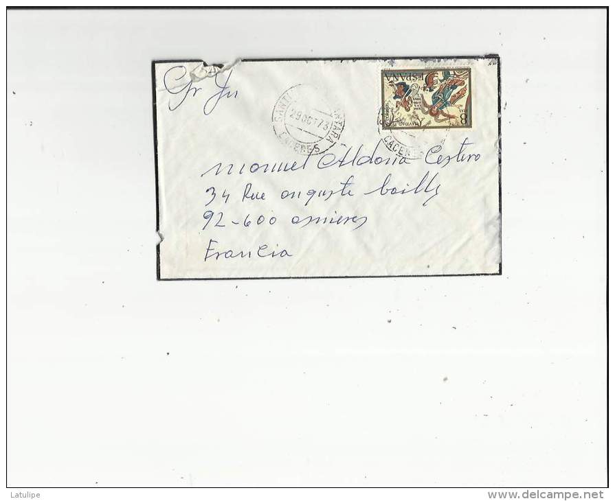 Enveloppe Timbrée De Mr Eusebio-Aldona A Cacese Espagne Adressé A Manuel-Aldona A Asnières 92 - Postage Free