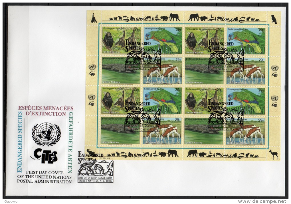 Nations Unies (New-York) - 1994 - Yvert N° 651 à 654 - FDC, Protection De La Nature - FDC