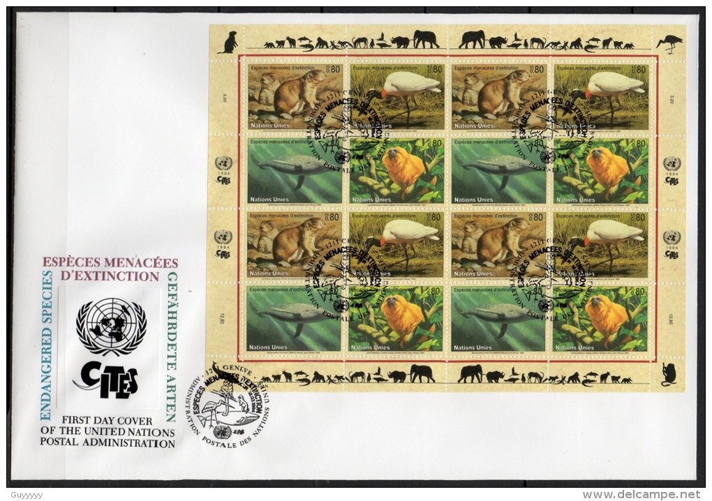 Nations Unies (Genève) - 1994 - Yvert N° 265 à 268 - FDC  - Protection De La Nature - FDC