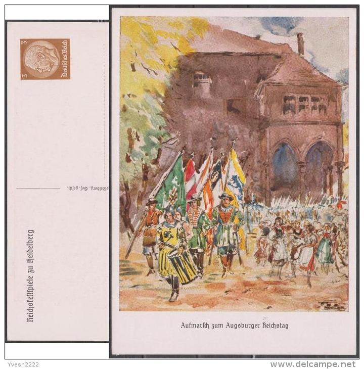 Allemagne 1938. Carte Postale TSC, Festivités Du Reich à Heidelberg. Procession En Costumes Avec Drapeaux Et Tambours - Covers