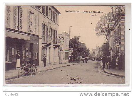 92 ROBINSON - Rue De Malabry - Animé Garçon De Café Devant Le Restaurant , Moto Le Long Du Trottoir - Autres & Non Classés