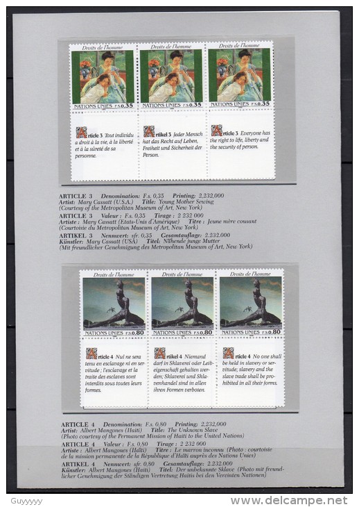 Nations Unies (New-York - Genève - Vienne) - Dépliant Droits De L'Homme - 1989 - Timbres Neufs ** - Gemeinschaftsausgaben New York/Genf/Wien