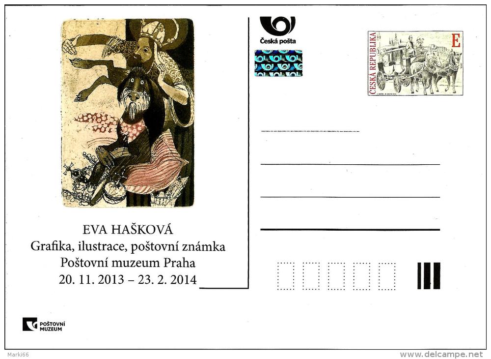 Czech Republic - 2013 - Eva Hashkova - Graphics, Illustration And Stamps Exhibition - Postcard With Hologram - Cartes Postales