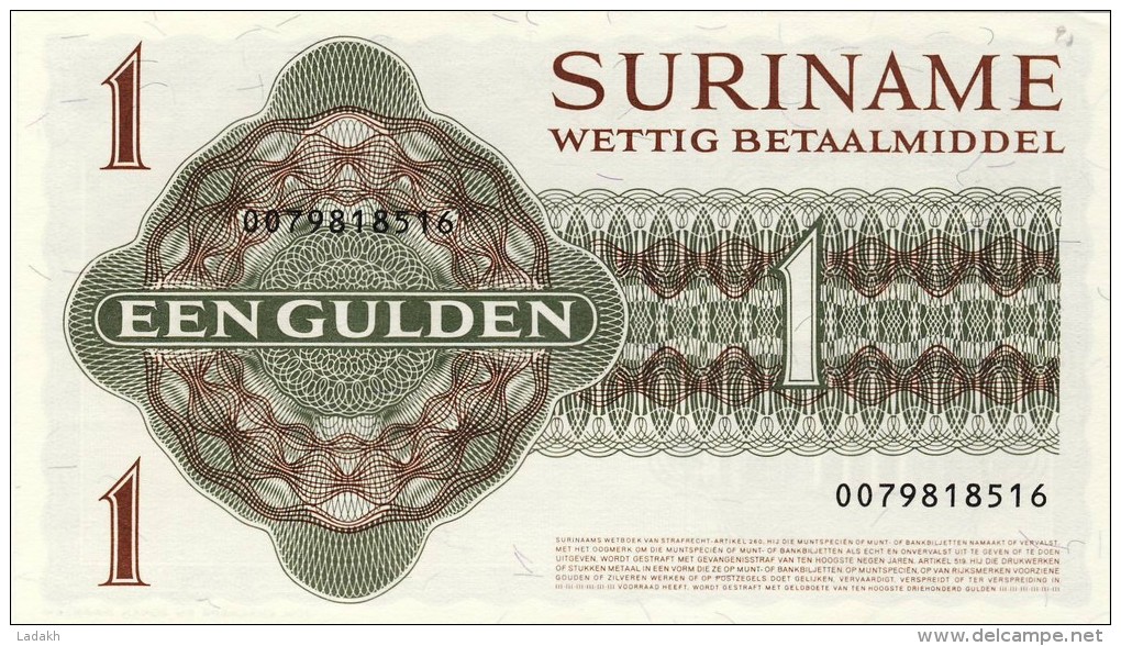 BILLET # SURINAM # 1 GULDEN  # 1986 # PICK 23 E # NEUF # - Surinam