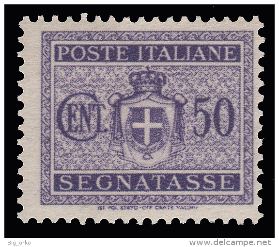 Italia - Segnatasse: 50 C. Violetto (Nuovo Stemma - Senza Fasci - Senza Filigrana) - 1945 - Segnatasse