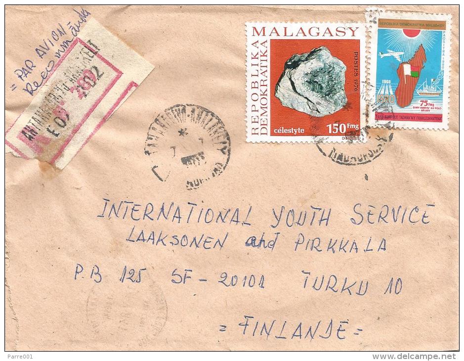 Madagascar 1980 Antanarivo Cetestyte Minerals Registered Cover - Madagaskar (1960-...)