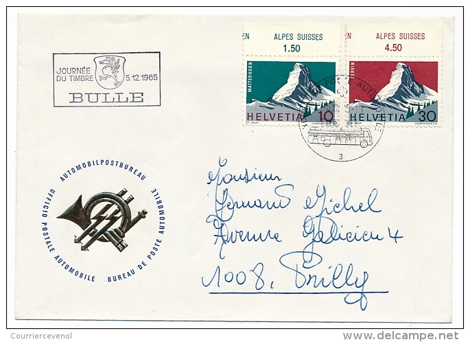 SUISSE - 9 Enveloppes JOURNEE DU TIMBRE - BULLE - 1965 Dont Messagers (variantes) Et Cachets Poste Automobile - Lettres & Documents