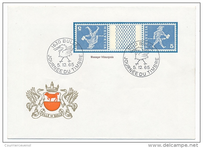 SUISSE - 9 Enveloppes JOURNEE DU TIMBRE - BULLE - 1965 Dont Messagers (variantes) Et Cachets Poste Automobile - Brieven En Documenten