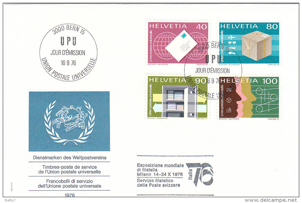 HELVETIA SVIZZERA 1976 ESPOSIZIONE MONDIALE FILATELIA MILANO 1976 - Storia Postale