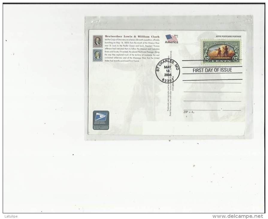 Carte Timbrée De  Lewis-Clarck  Bicentennial 1804-2004  A St Charles  M O En May 2004 - St Charles