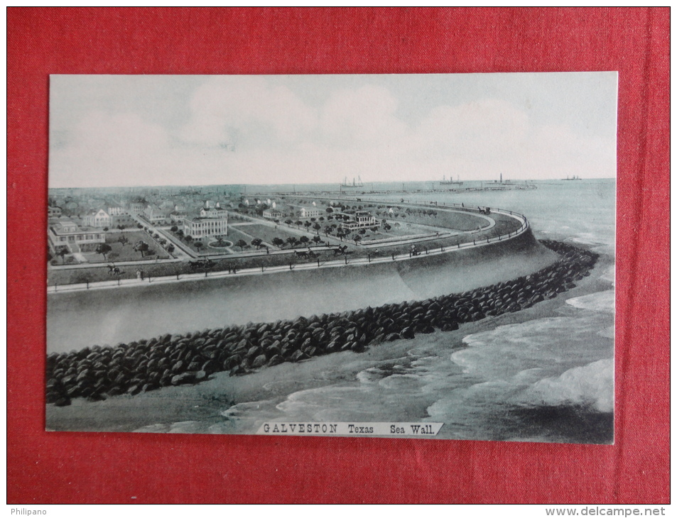 Texas >  Galveston Sea Wall Circa 1910 Not Mailed  --ref 1136 - Galveston