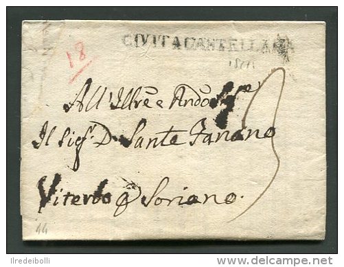 1827  RARA PREFILATELICA DA CIVITA CASTELLANA  X SORIANO  VITERBO  INTERESSANTE TESTO STORICO - 1. ...-1850 Prefilatelia