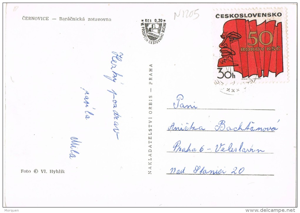 6560. Postal CERNOVICE (Checoslovaquia) 1971 A Praha - Cartas & Documentos