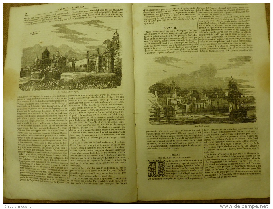 19 Déc. 1833 MAGASIN UNIVERSEL: Taaje Mahal à AGRA ; Hôtel De Ville D'Ypres; Loup De Buffon; Gawnpore - 1800 - 1849