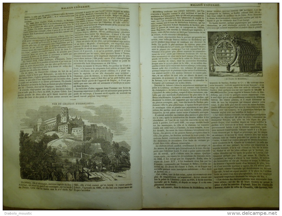 26 Déc. 1833  MAGASIN UNIVERSEL: Abbaye De Jumièges; Théâtre Chinois De Pékin; Homme Volant; HEIDELBERG - 1800 - 1849