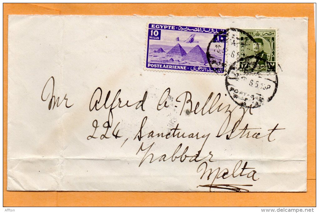 Egypt Old Cover Mailed To Malta - Storia Postale