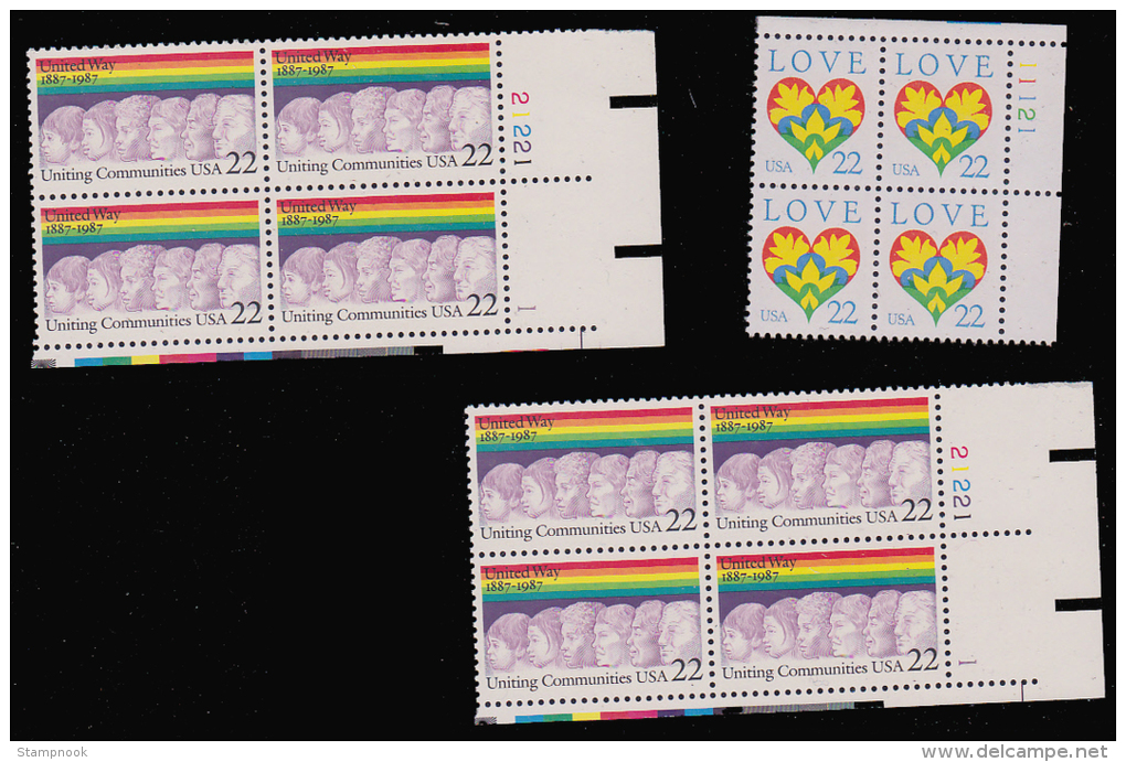 USA Scott 2210, 2239, 2246, 2248, 2249, 2250, 2251,  2 Of 2275  Plate Blocks MNH ( - Plattennummern