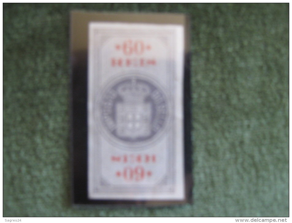 Portugal-Old Fiscal Revenue Stamp,Timbre,Sello-Impost O Do Sello 60 Reis * - Ungebraucht