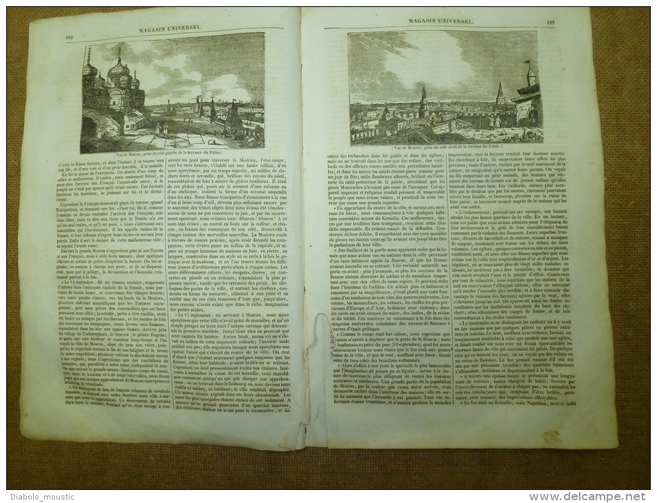 30 Janvier 1834  MAGASIN UNIVERSEL: Nombreuses Gravures Panorama De MOSCOU ; Incendie De 1812; - 1800 - 1849