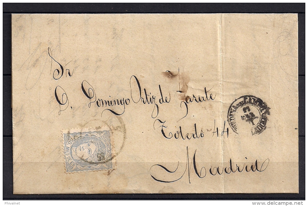 1871, EDIFIL 107, 50 MILÉSIMAS, MEDINA DEL CAMPO - VALLADOLID, RUEDA DE CARRETA Nº 55 - Cartas & Documentos