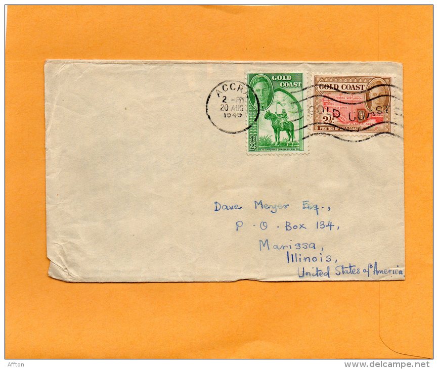 Gold Coast 1949 Cover Mailed To USA - Costa D'Oro (...-1957)