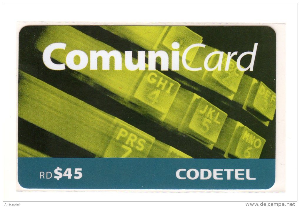 REPUBLIQUE DOMINICAINE CARAIBES PREPAYEE 45$ COMMUNICARD CODETEL - Dominicana