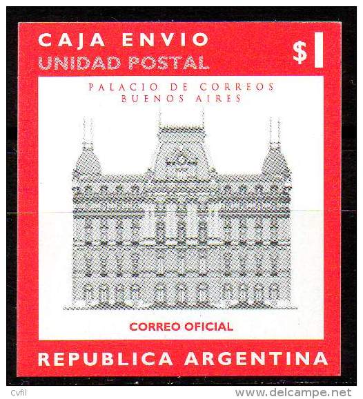 ARGENTINA 2001 -  THE ONE PESO "CAJA ENVIO" - SELFADHESIVE, IMPERFORATED And WITHOUT WAVY LINES AND NUMBER BACK - Ongebruikt