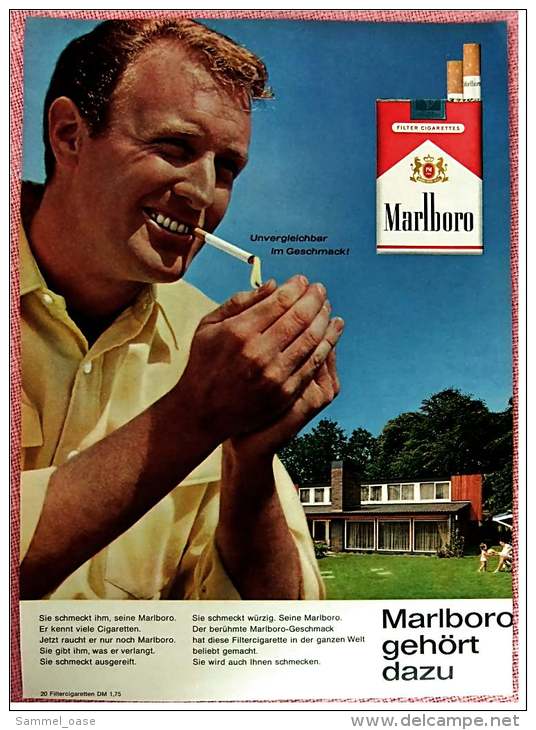 Reklame Werbeanzeige  -  Marlboro  -  Unvergleichbar Im Geschmack  -  Marlboro Gehört Dazu  -  Von 1965 - Literatur