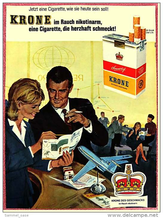 Reklame Werbeanzeige  -  Krone Cigaretten  -  Krone Des Geschmacks  -  Von 1965 - Livres