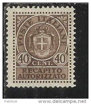 ITALIA REGNO ITALY KINGDOM 1945 LUOGOTENENZA RECAPITO AUTORIZZATO 40 CENTESIMI TIMBRATO USED - Authorized Private Service