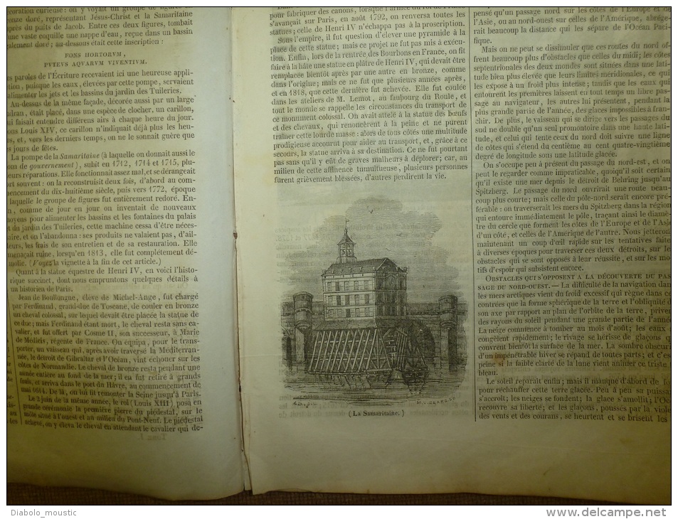 6 Mars.1834  MAGASIN UNIVERSEL:Pont-Neuf Et Samaritaine;Esquimaux;Sacrifices Humains Mexique;Enlevé Par AIGLE à Vaud - 1800 - 1849