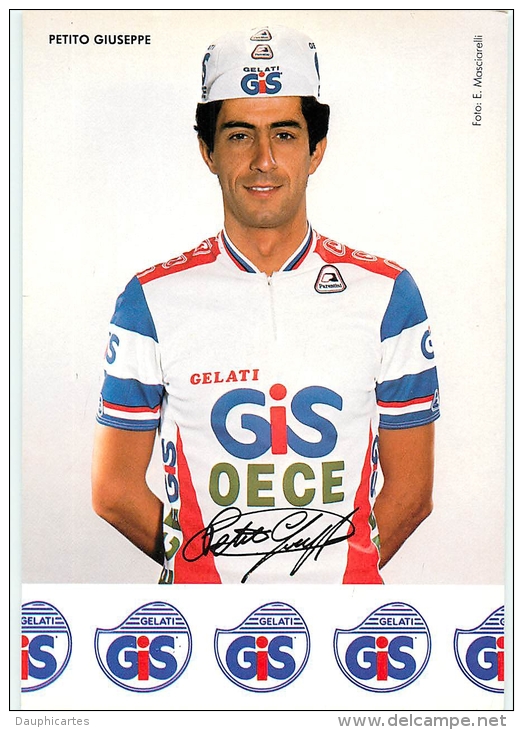 Giuseppe PETITO - Equipe Sportive CYCLISME Gelati GIS - Autographe Imprimé - 2 Scans - Cyclisme