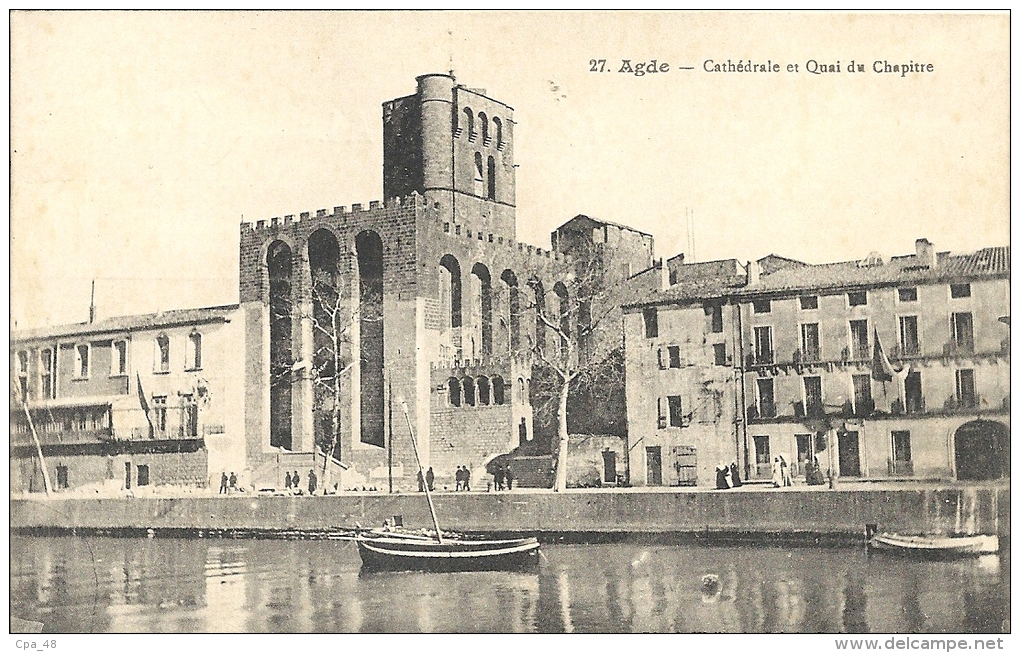 Herault : Agde, Cathedrale Et Quai Du Chapitre - Agde