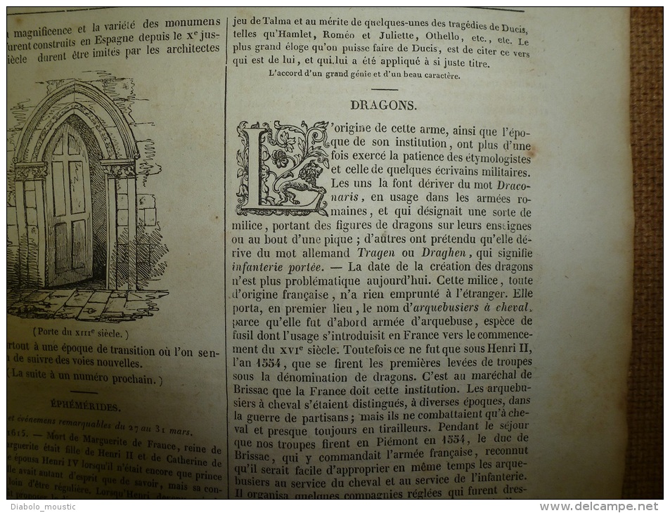 27 Mars.1834  MAGASIN UNIVERSEL: Saint-Paul(LONDRES);J.Hardouin;Pôle Nord Et HECLA Et GRIPER ;Ghotique;Soldats Dragons - 1800 - 1849