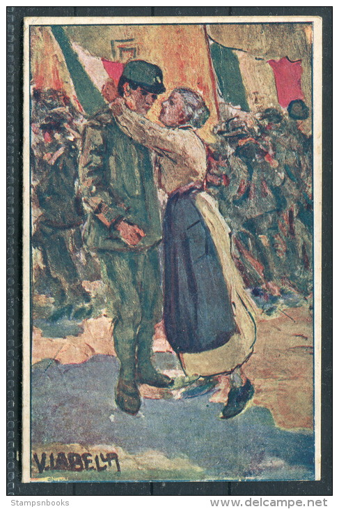 1925 Italy Propaganda Ritorno Ernesto Murolo Double Postcard Napoli - Lanciano - Propagande De Guerre