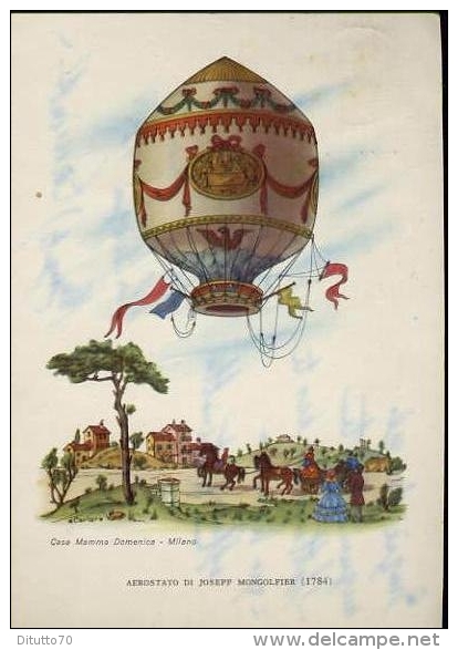 Aerostato Di Josepf Mongolfier 1784 - Casa Mamma Domenica - Milano - Formato Grande Viaggiata - S - Globos