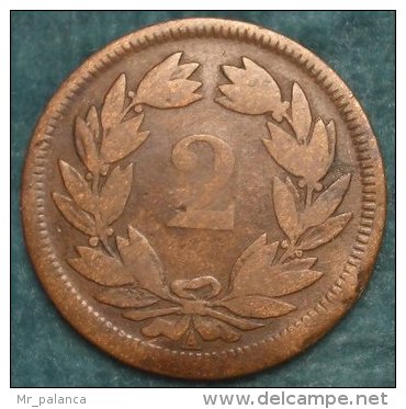 M_p> Svizzera 2 Rappen 1851 Rame Moneta RARA - 2 Rappen