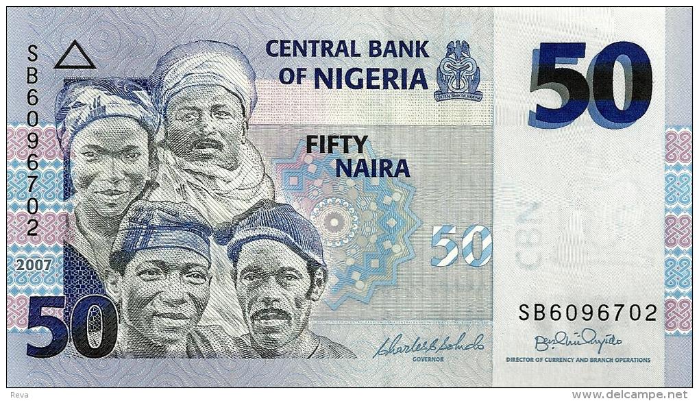 NIGERIA 50 NAIRA BLUE MAN WOMAN FRONT MAN FISH BACK DATED 2007 P.35 UNC READ DESCRIPTION!! - Nigeria